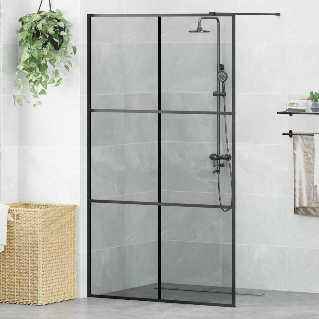 Walk-in brusevæg Sort 115 x 195 cm hærdet glas billede