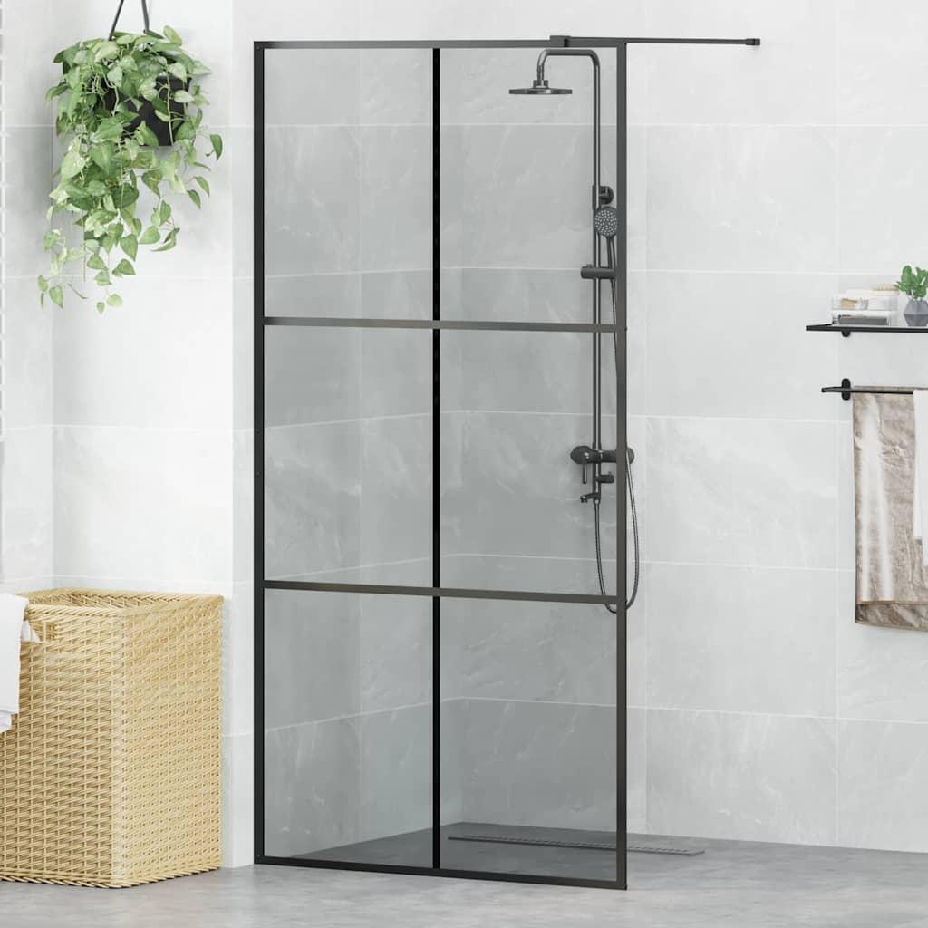 Walk-in brusevæg Sort 100 x 195 cm hærdet glas billede