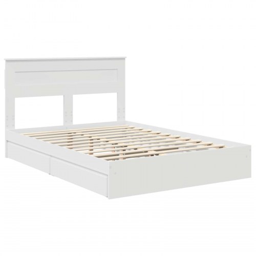 Opbevaringsseng med skuffe 140 x 190 cm - hvid