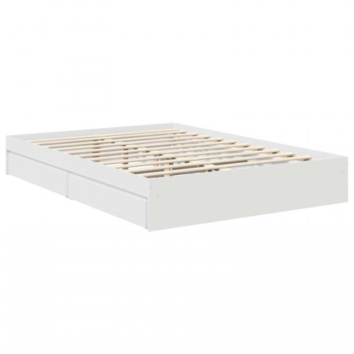 Opbevaringsseng med skuffe 140 x 190 cm - hvid