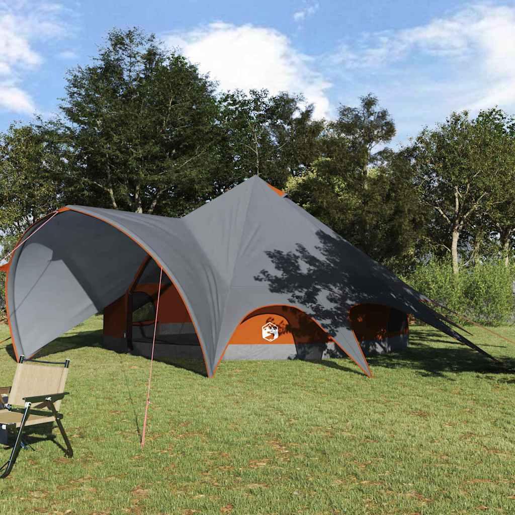 Teepee Telt med tag Grå og orange 600 x 600 x 347 cm billede