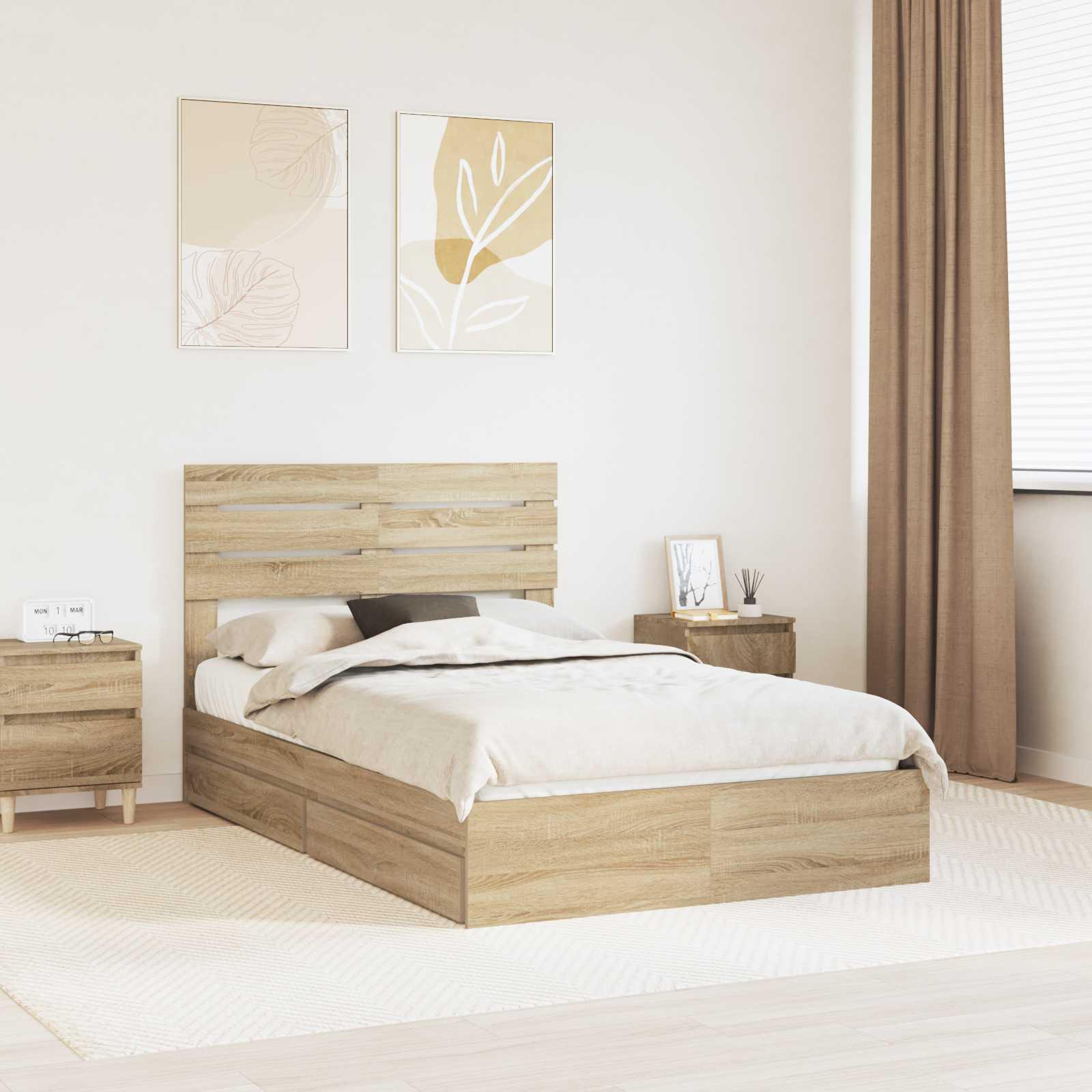 Opbevaringsseng Sonoma eg 120 x 200 cm Konstrueret træ billede