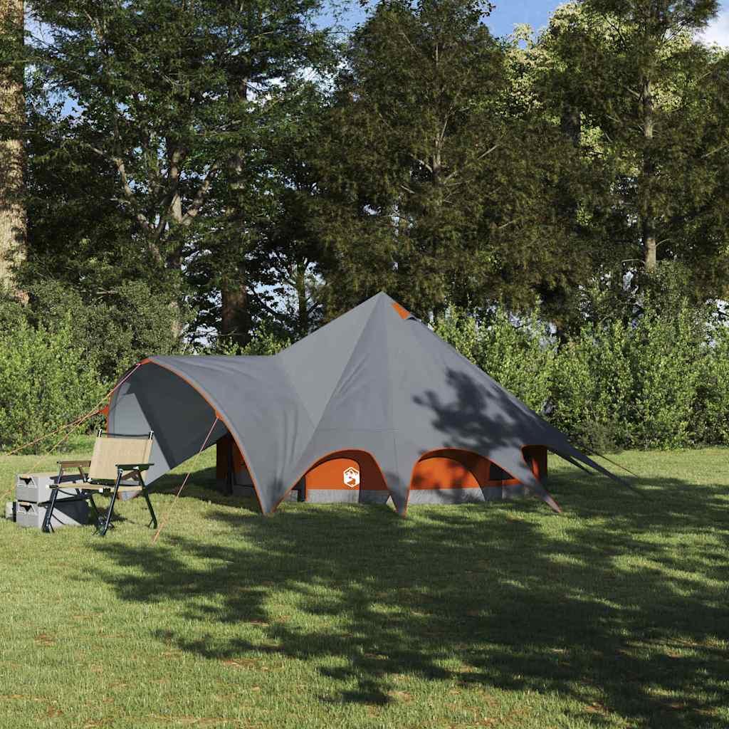 Teepee Telt med tag Grå og orange 600 x 600 x 347 cm billede
