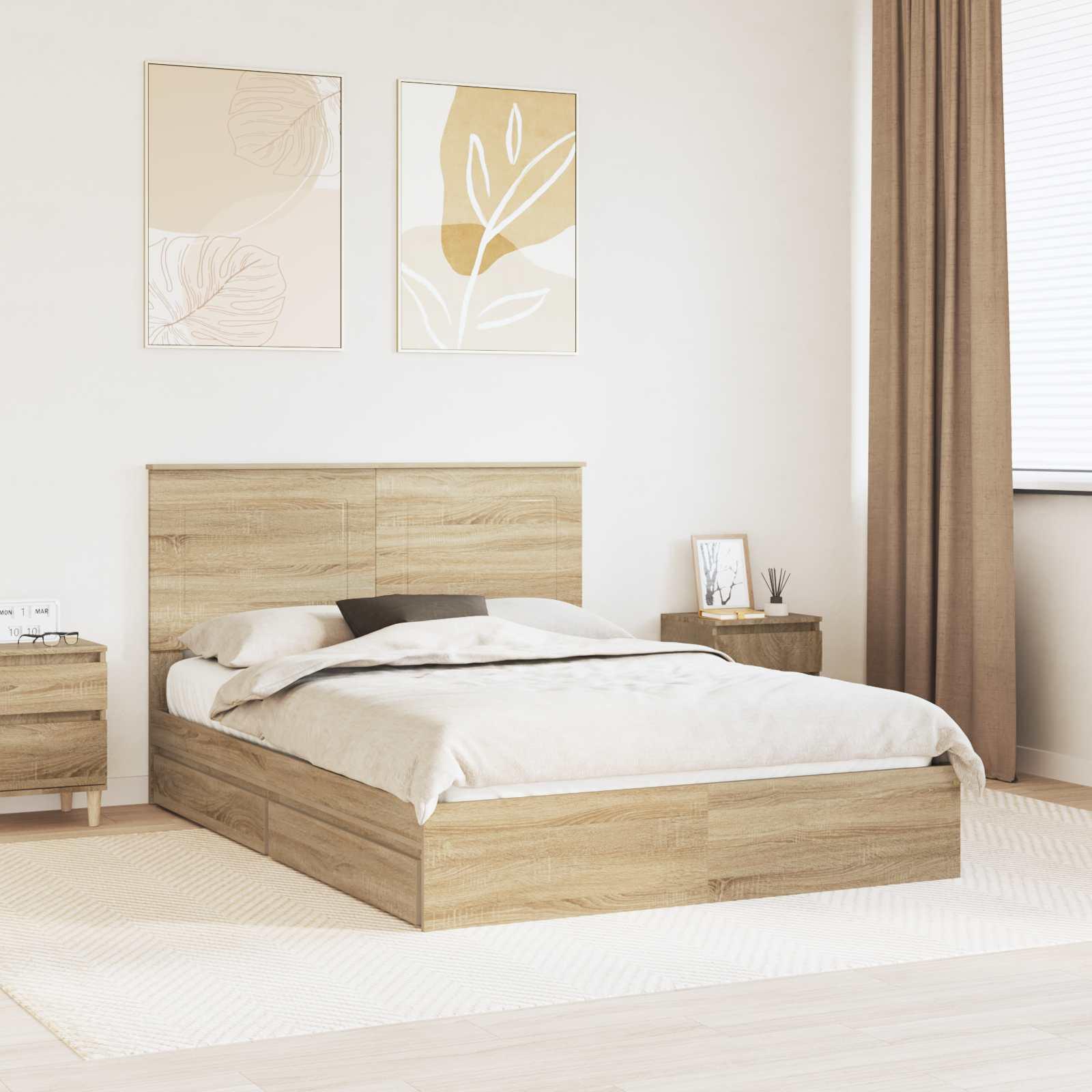 Opbevaringsseng Sonoma eg 140 x 200 cm Konstrueret træ billede