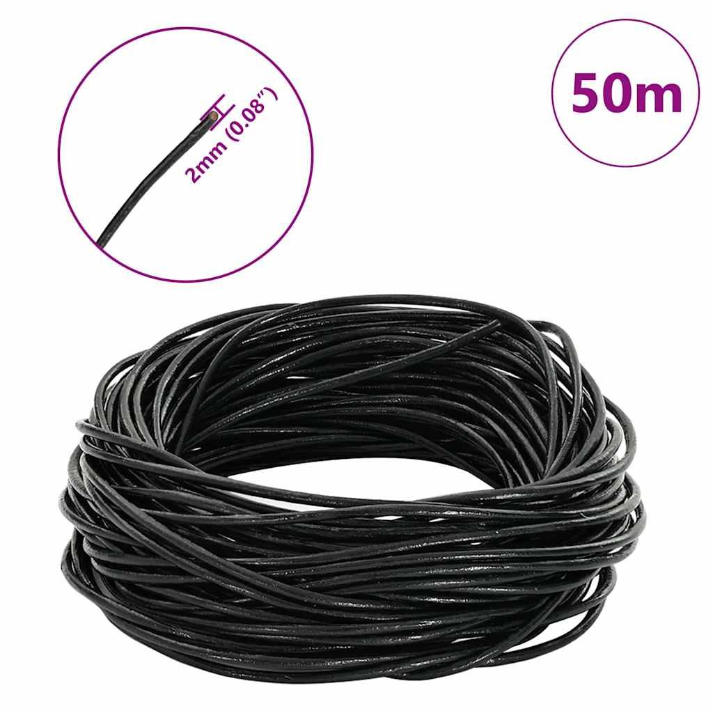 Lædersnor Sort Ø2 mm x 50 m Læder billede