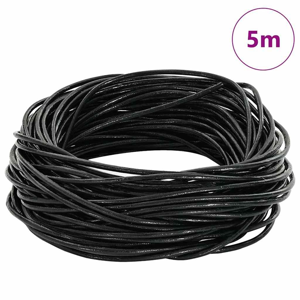 Lædersnor Sort Ø1 mm x 5 m Læder billede