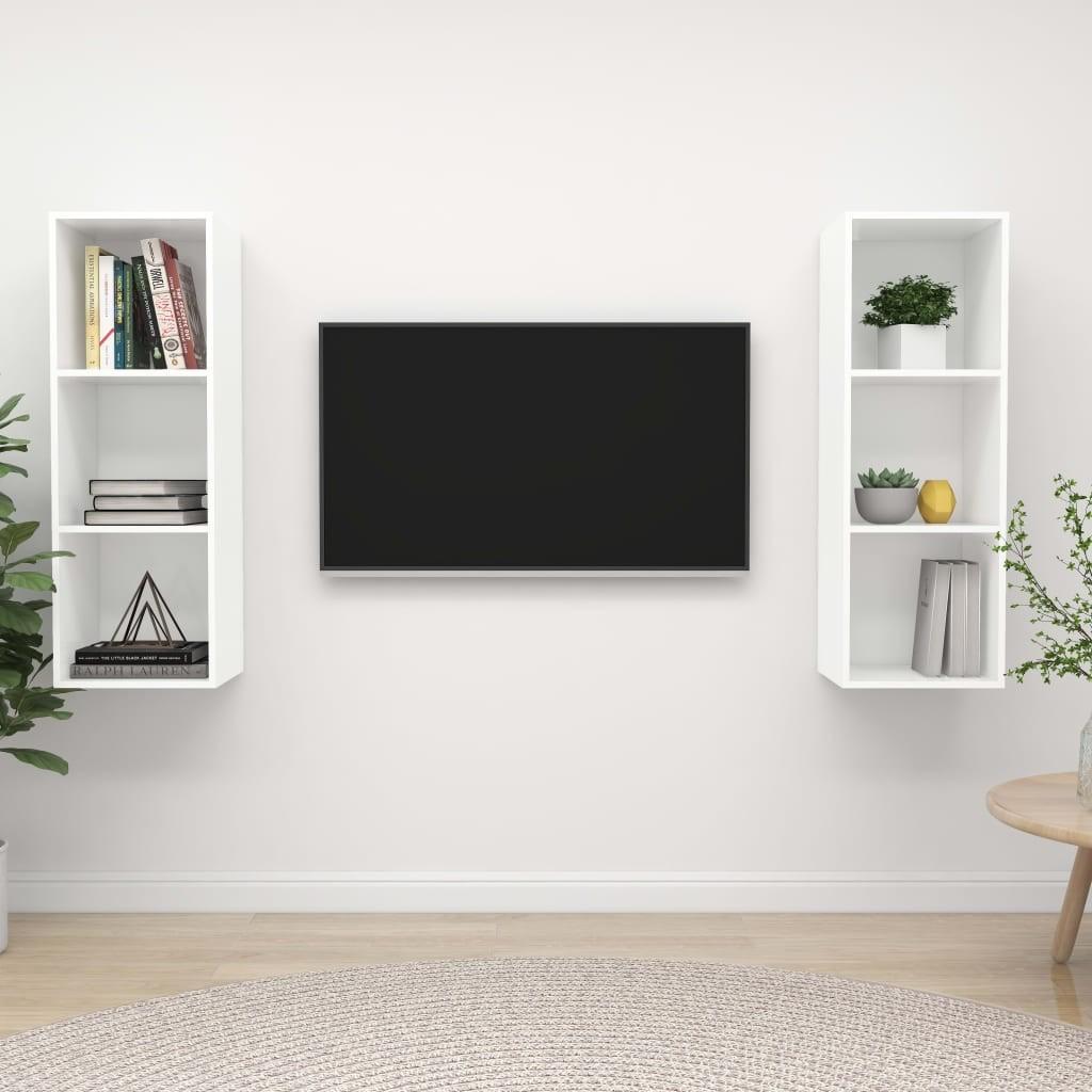 Væghængte tv-skabe 2 stk. spånplade hvid