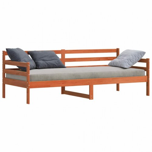 Dagbed med hovedgærde - voks brun massiv fyrretræ, 205 × 87,5 cm
