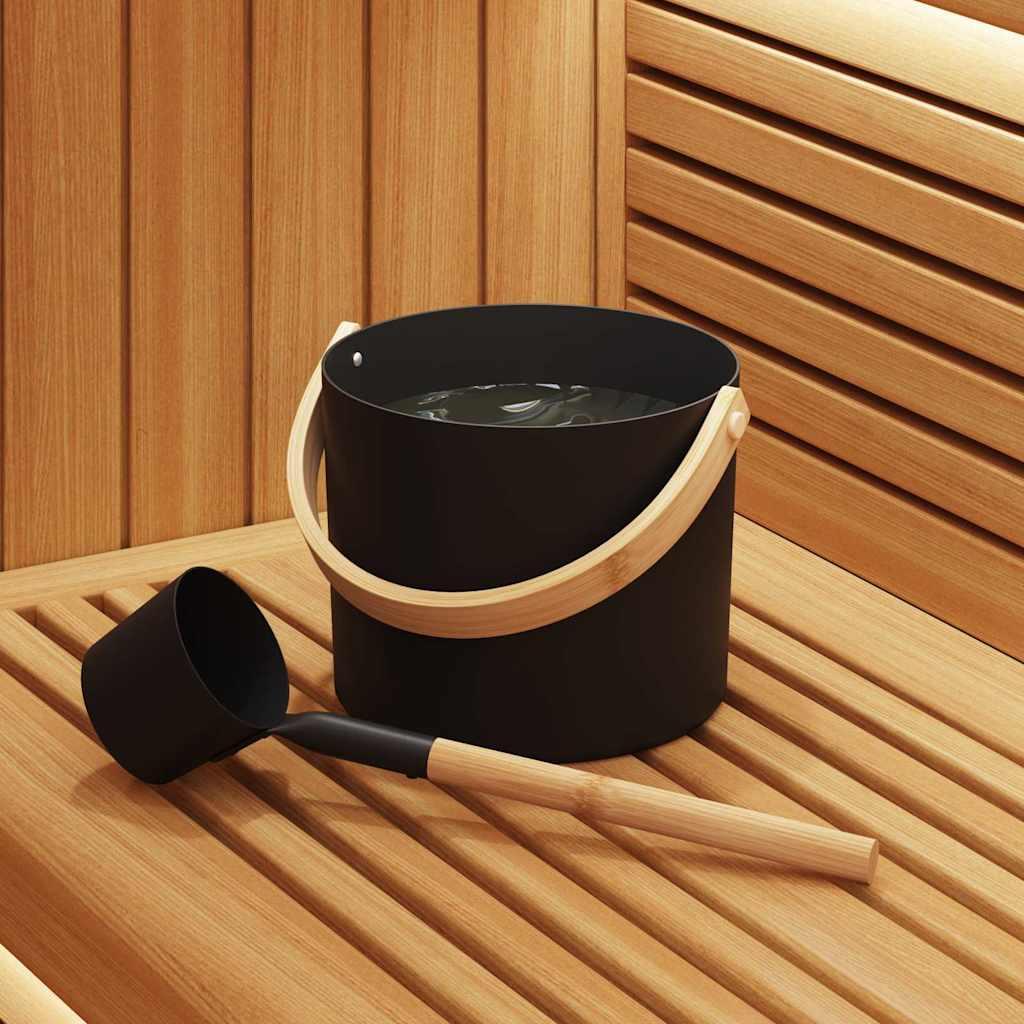 Sauna spand sæt 2 stk Sort 8.5 x 8 x 4.5 cm Aluminium billede