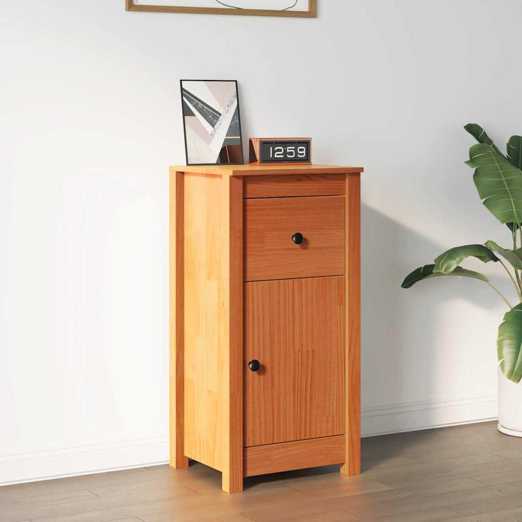 Sidebord Voks brun 39 x 34,5 x 80 cm Massiv fyrretræ billede