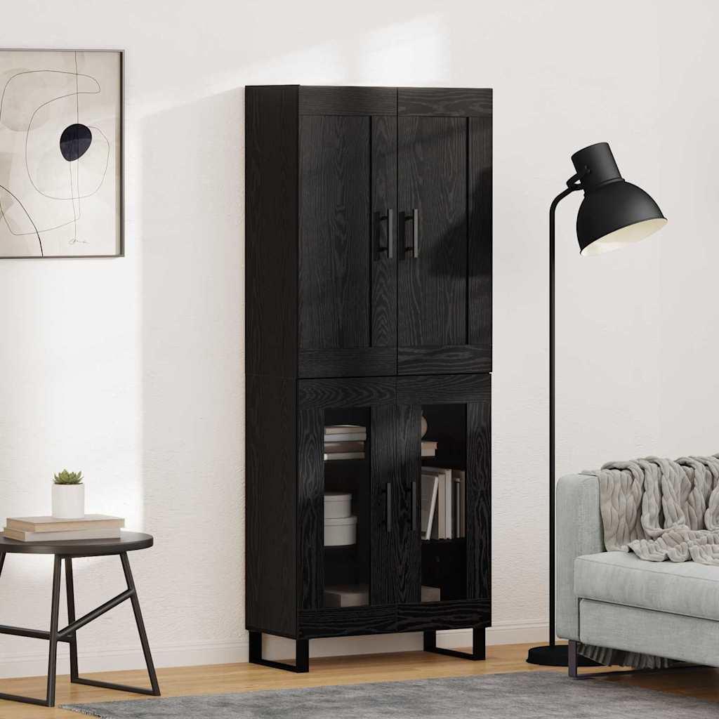 Highboard Sort eg 69,5 x 34 x 180 cm Konstrueret træ billede