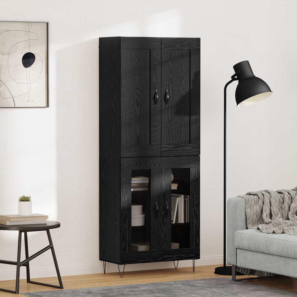 Highboard Sort eg 69,5 x 34 x 180 cm Konstrueret træ billede