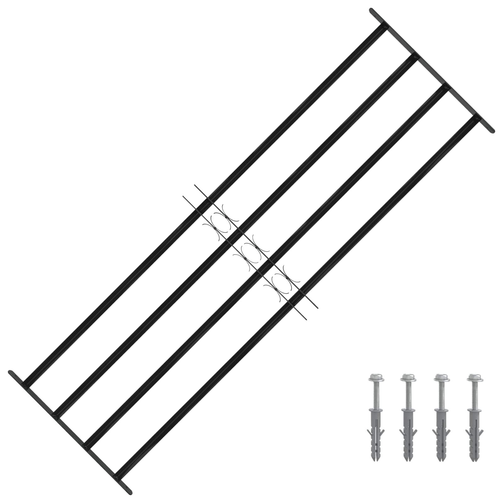 Vinduesgitter Sort 175 x 60 cm Pulverlakeret stål billede