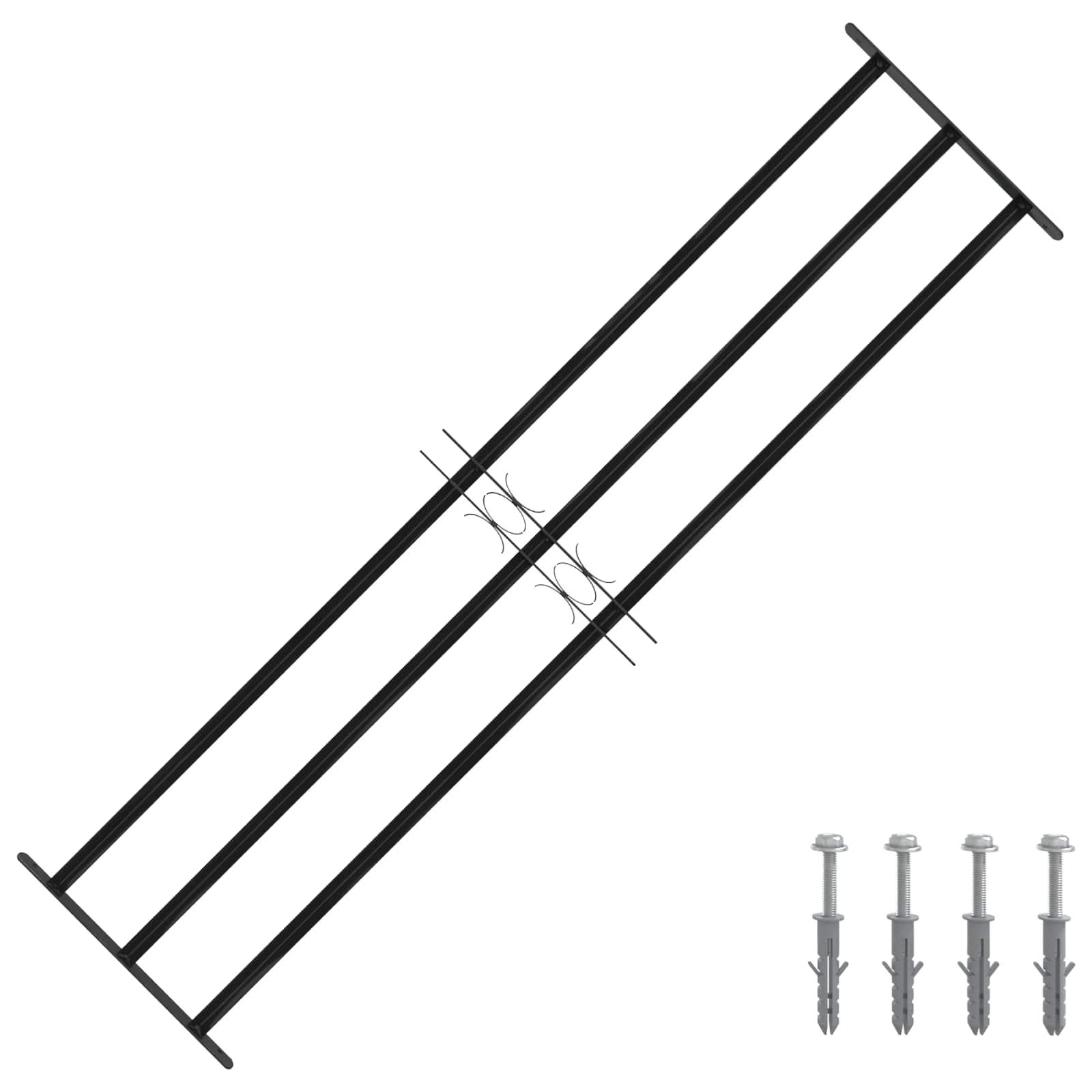 Vinduesgitter Sort 174 x 45 cm Pulverlakeret stål billede