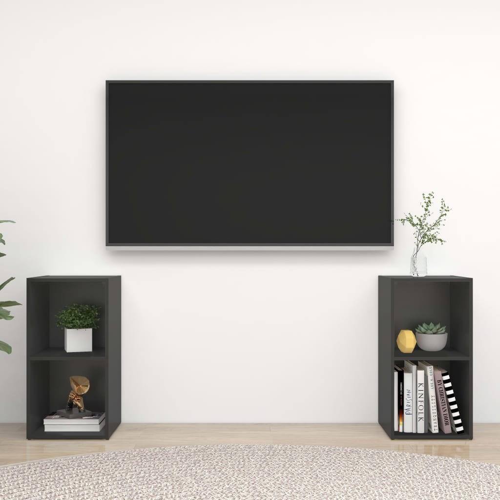 Tv-skabe 2 stk. 72x35x36,5 cm konstrueret træ grå