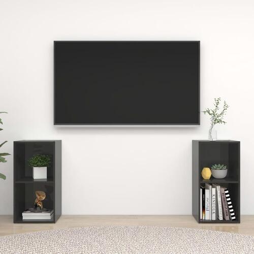 Tv-skabe 2 stk. 72x35x36,5 cm konstrueret træ grå højglans
