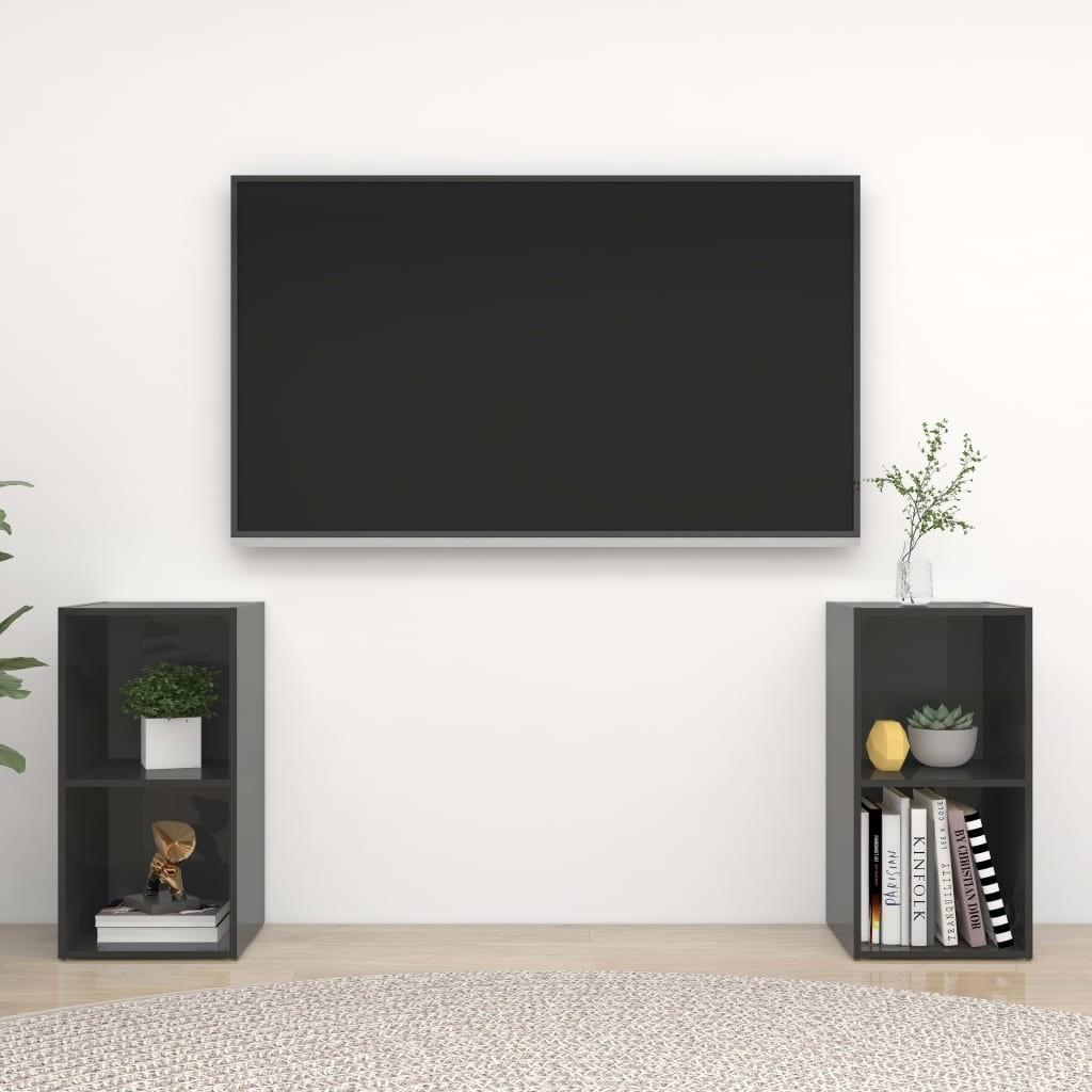 Tv-skabe 2 stk. 72x35x36,5 cm konstrueret træ grå højglans