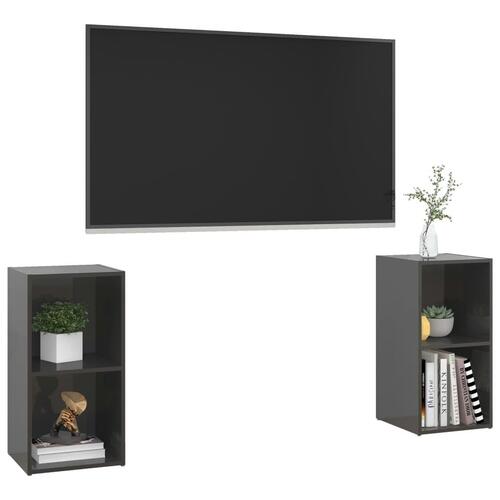 Tv-skabe 2 stk. 72x35x36,5 cm konstrueret træ grå højglans