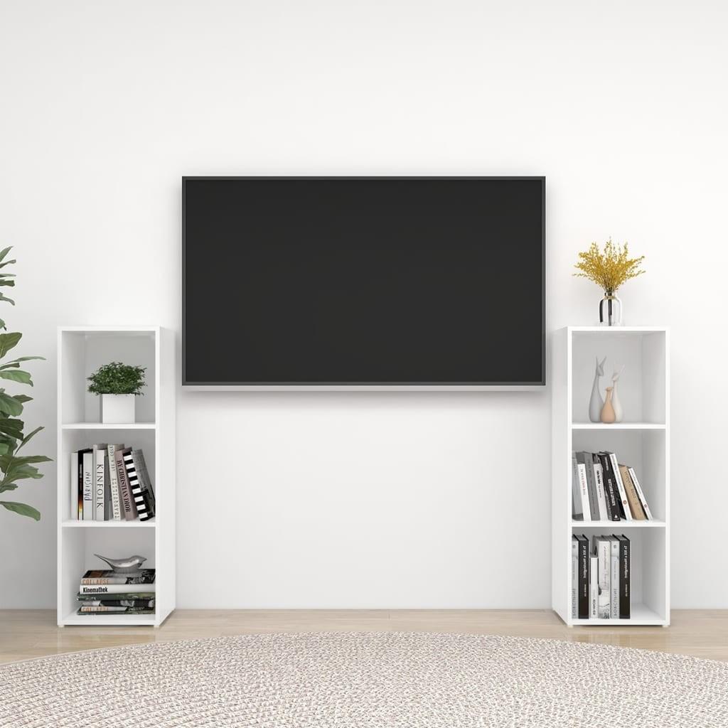 Tv-borde 2 stk. 107x35x37 cm konstrueret træ hvid højglans