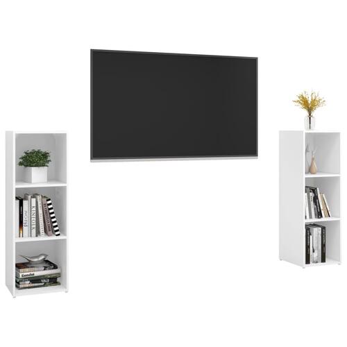 Tv-borde 2 stk. 107x35x37 cm konstrueret træ hvid højglans