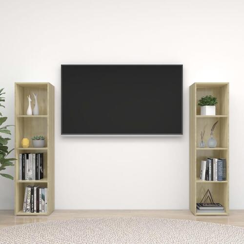Tv-skabe 2 stk. 142,5x35x36,5 cm konstrueret træ sonoma-eg