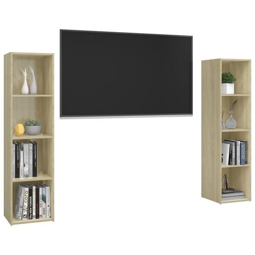 Tv-skabe 2 stk. 142,5x35x36,5 cm konstrueret træ sonoma-eg