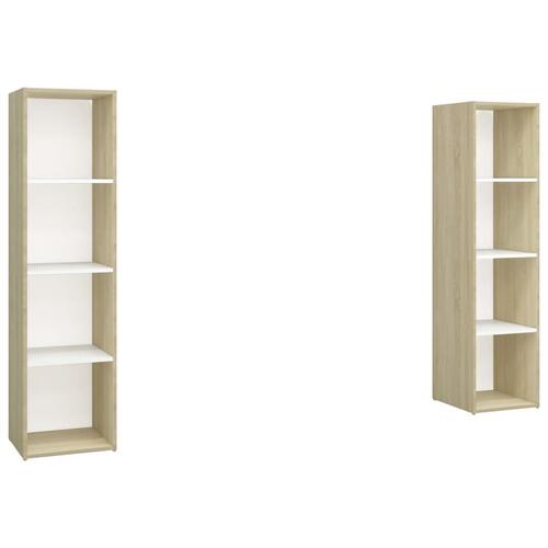 Tv-skabe 2 stk. 142,5x35x36,5 cm spånplade hvid og sonoma-eg
