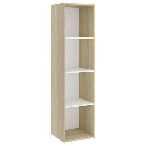 Tv-skabe 2 stk. 142,5x35x36,5 cm spånplade hvid og sonoma-eg