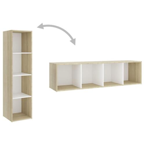 Tv-skabe 2 stk. 142,5x35x36,5 cm spånplade hvid og sonoma-eg