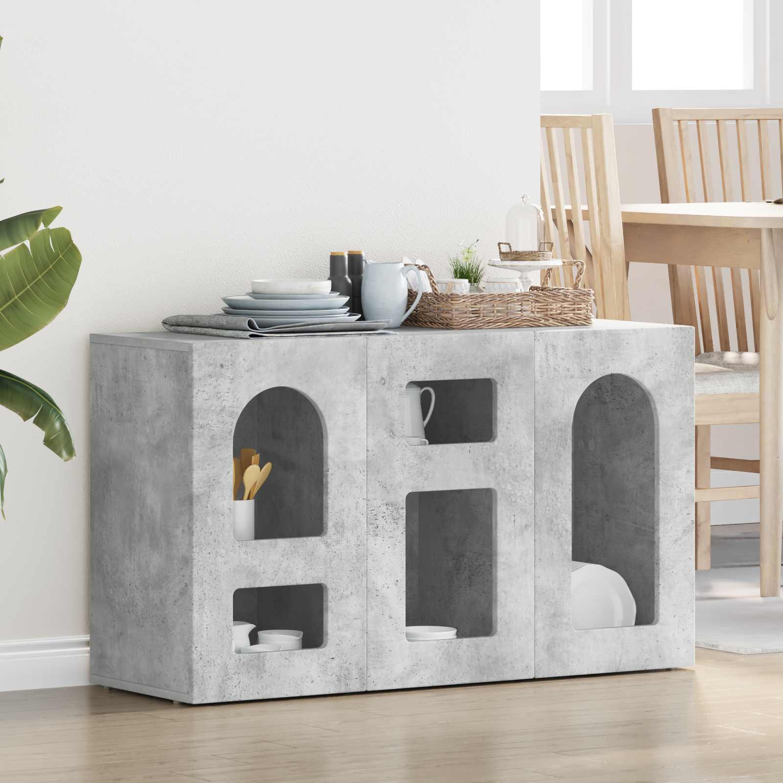 Sidebord Beton Grå 100 x 35 x 59 cm Konstrueret træ billede