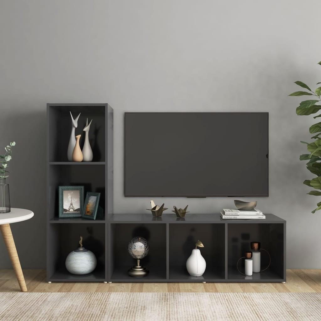 Tv-skabe 2 stk. 107x35x37 cm konstrueret træ grå