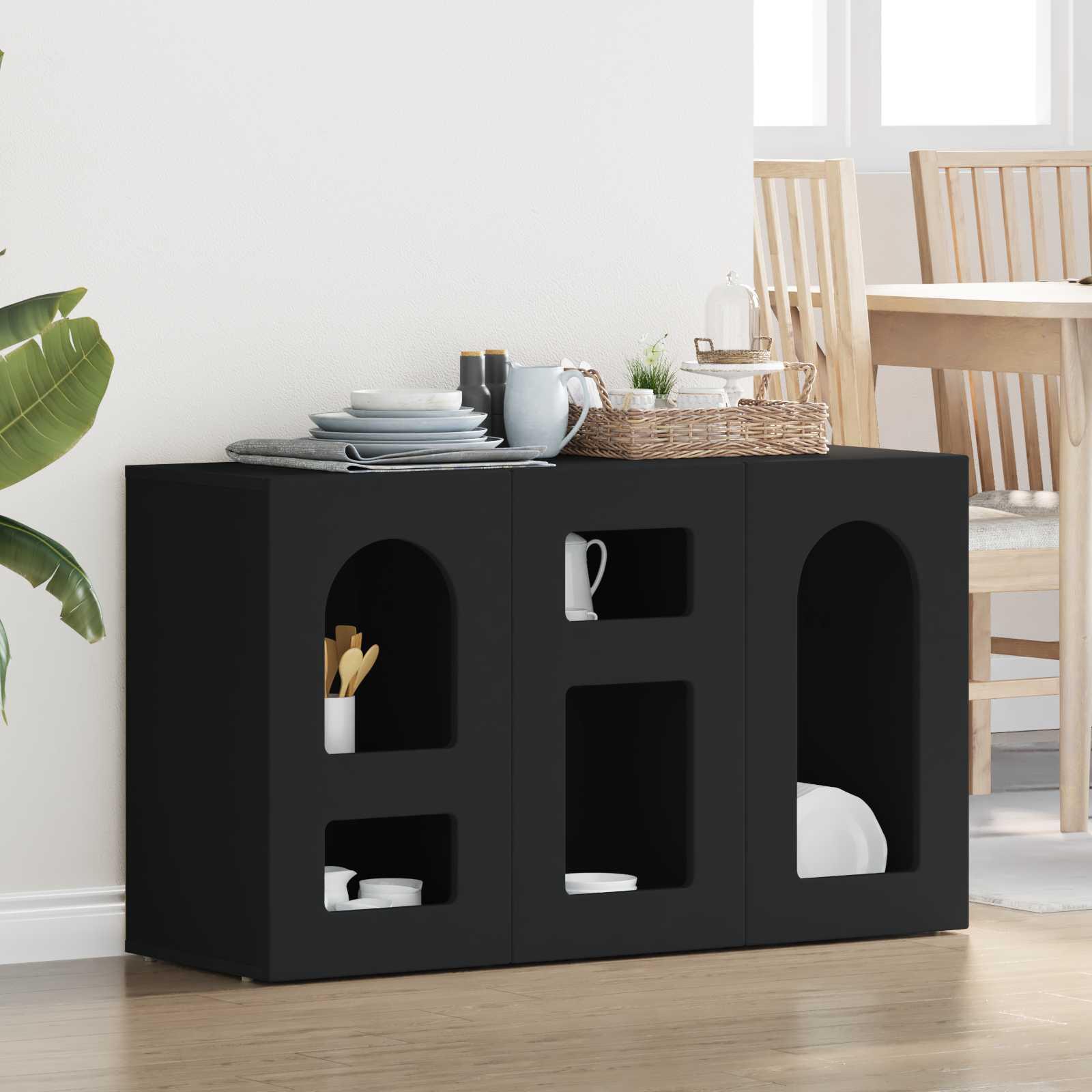 Sidebord Sort 100 x 35 x 59 cm Konstrueret træ billede
