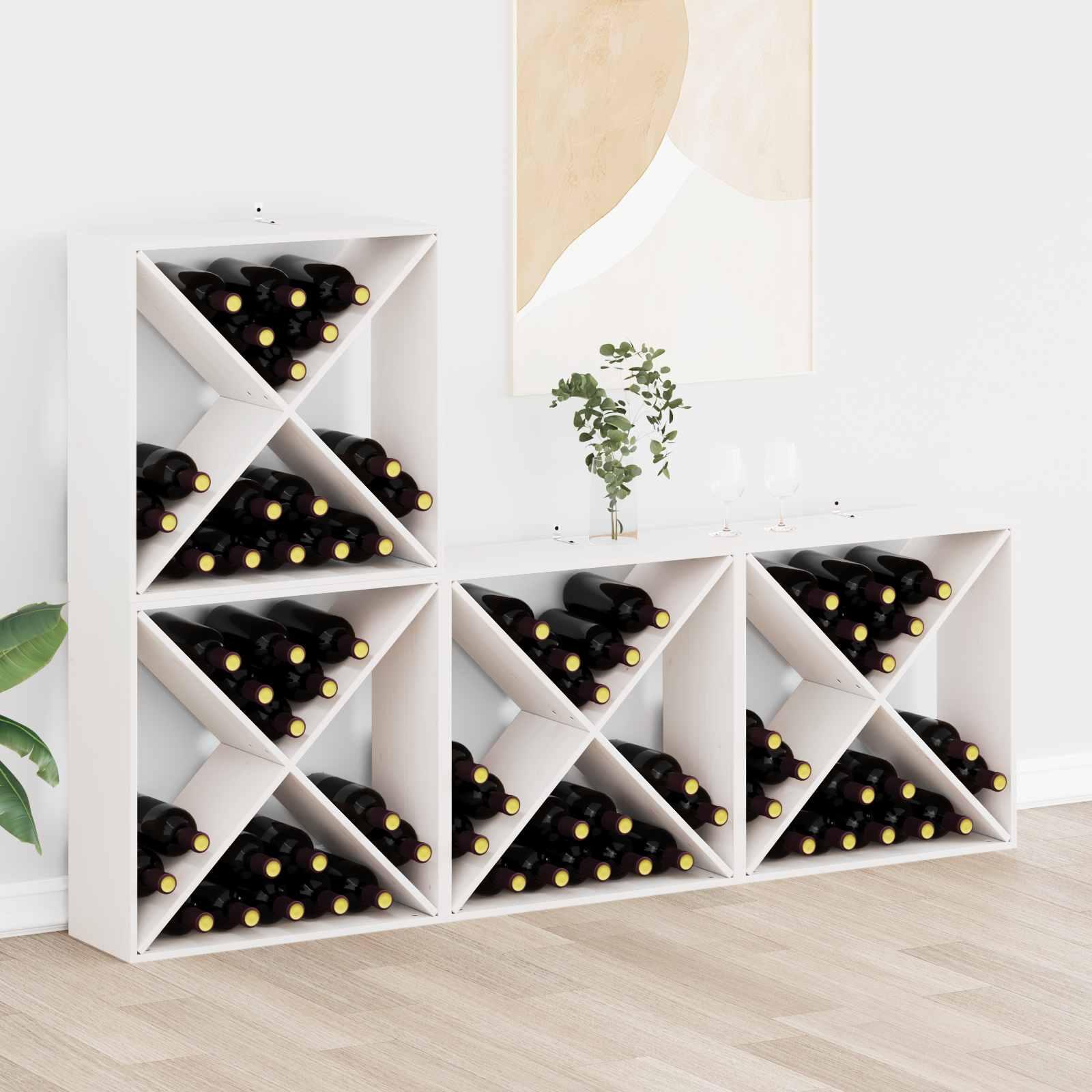 Vinfad - 4 stk, hvid, 62 × 25 × 62 cm, massiv fyrretræ billede