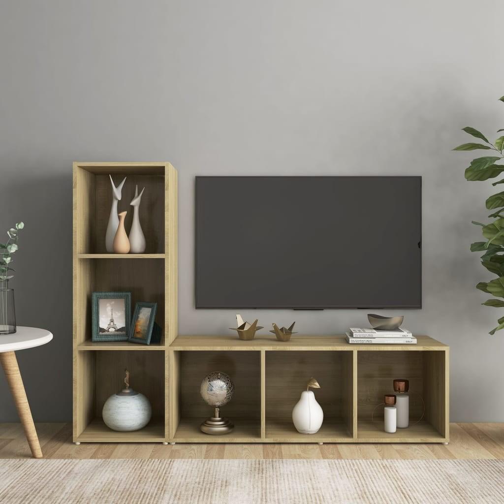 Tv-skabe 2 stk. 107x35x37 cm konstrueret træ sonoma-eg