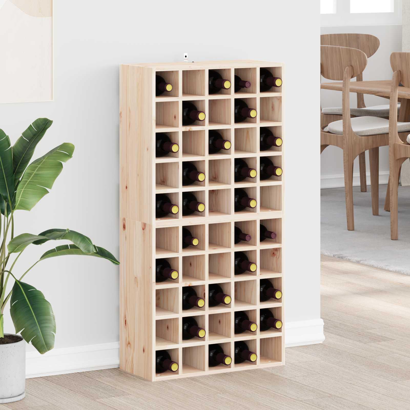 Vinfad - 2 stk rektangulær vinhylde i massiv fyr, natur 56 × 25 × 56 cm billede