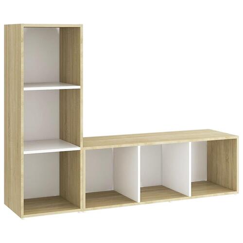 Tv-skabe 2 stk. 107x35x37 cm konstrueret træ hvid og sonoma-eg
