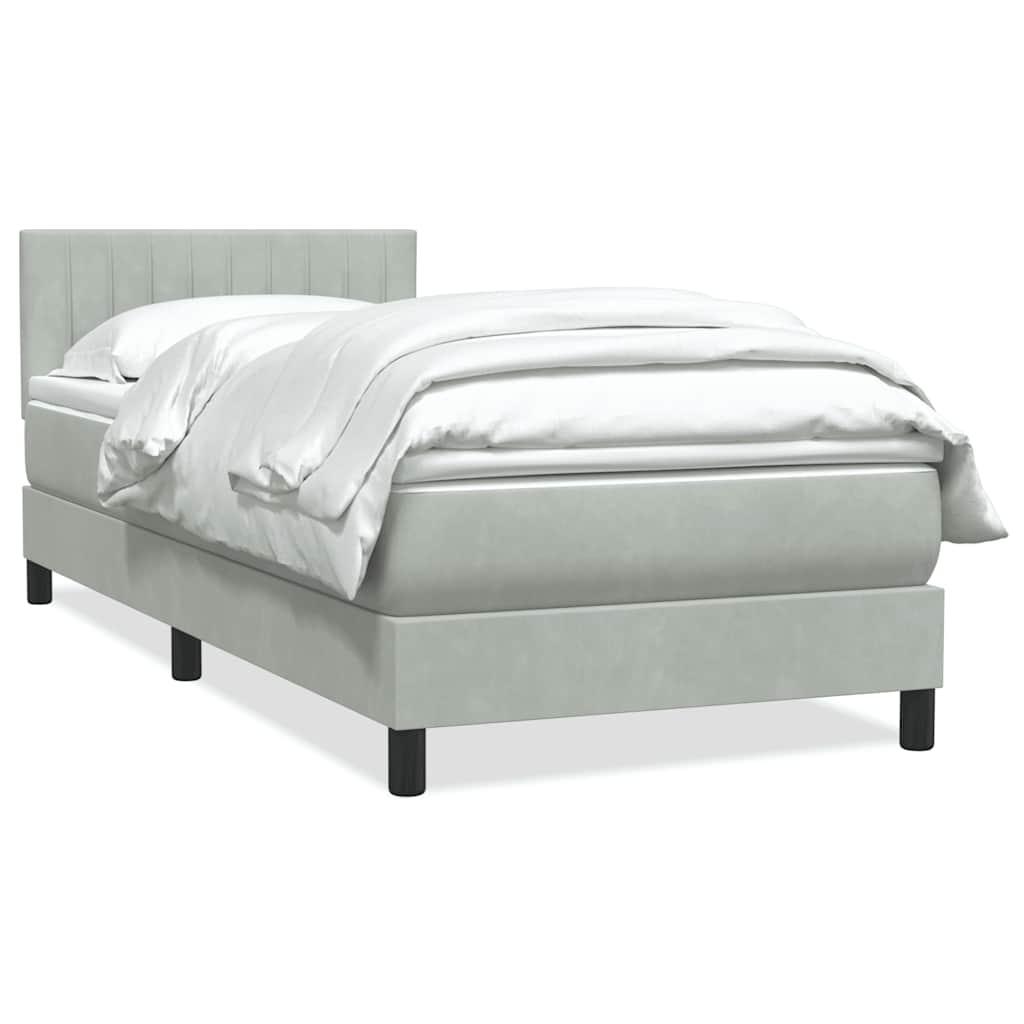 Kontinentalseng med madras 100x210 cm fløjl lysegrå