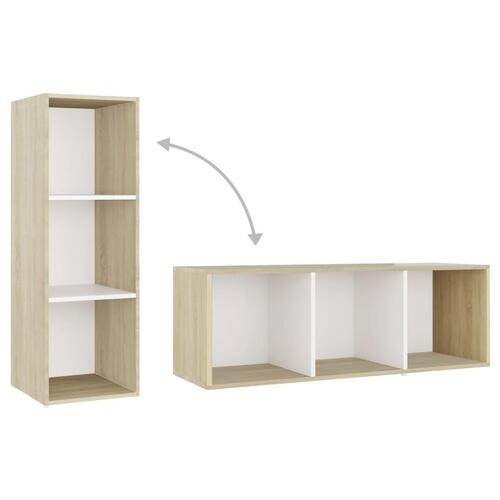 Tv-skabe 2 stk. 107x35x37 cm konstrueret træ hvid og sonoma-eg