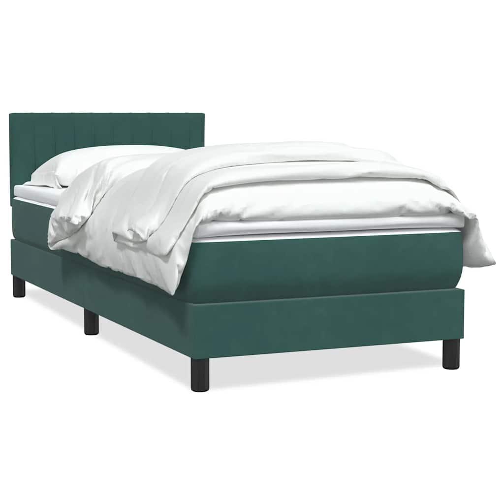 Kontinentalseng med madras mørkegrøn 90x210 cm fløjl