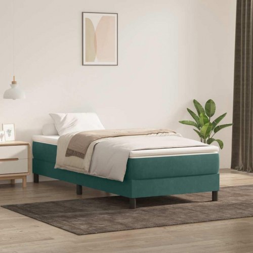 Kontinentalseng uden madras 90×210 cm - fløjl, mørkegrøn