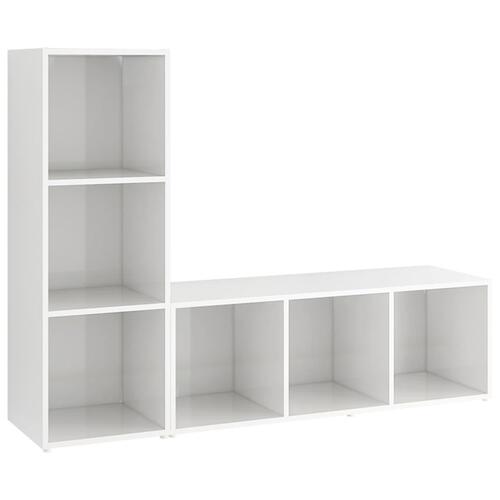 Tv-borde 2 stk. 107x35x37 cm konstrueret træ hvid højglans