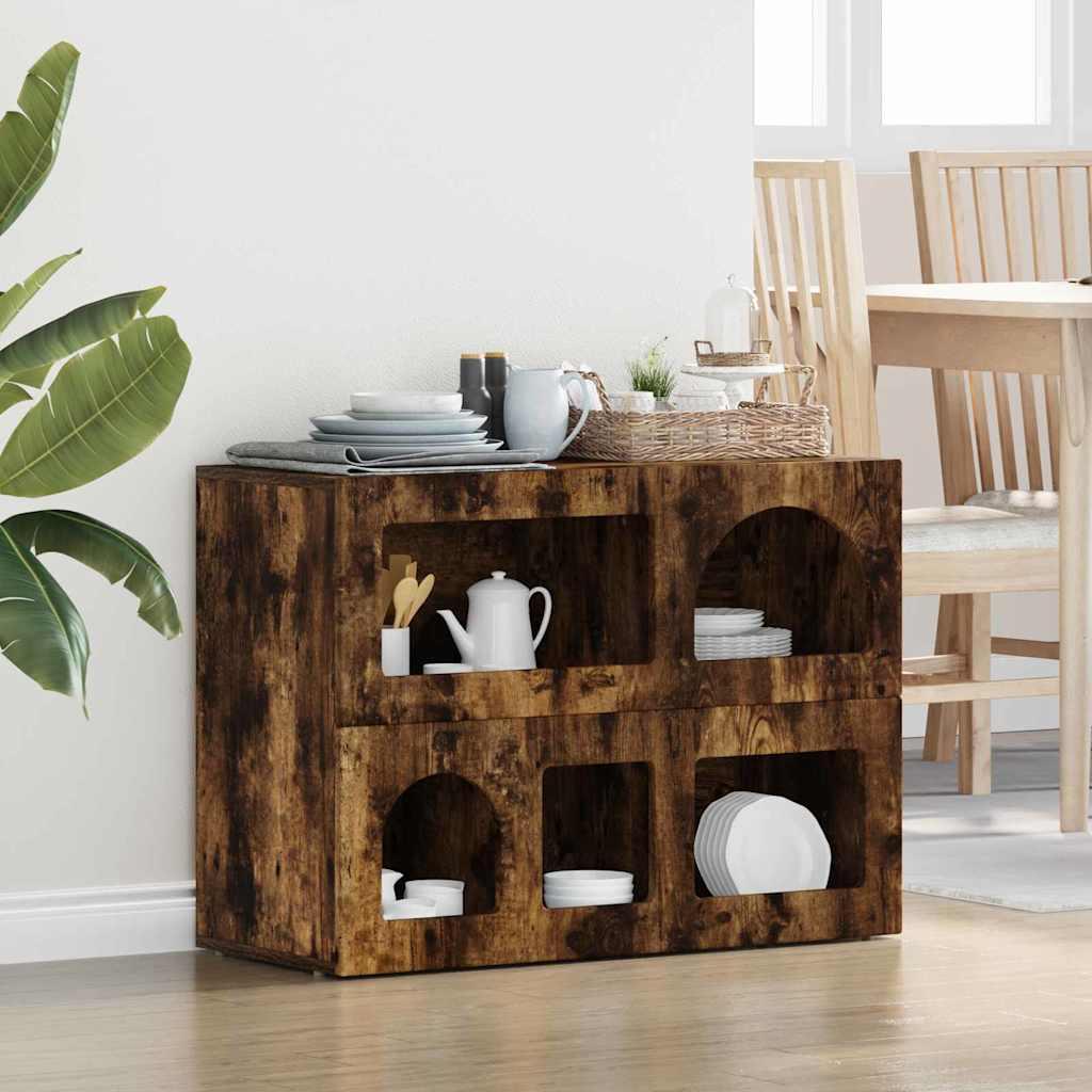 Sidebord Røget eg 80,5 x 35 x 59 cm Konstrueret træ billede