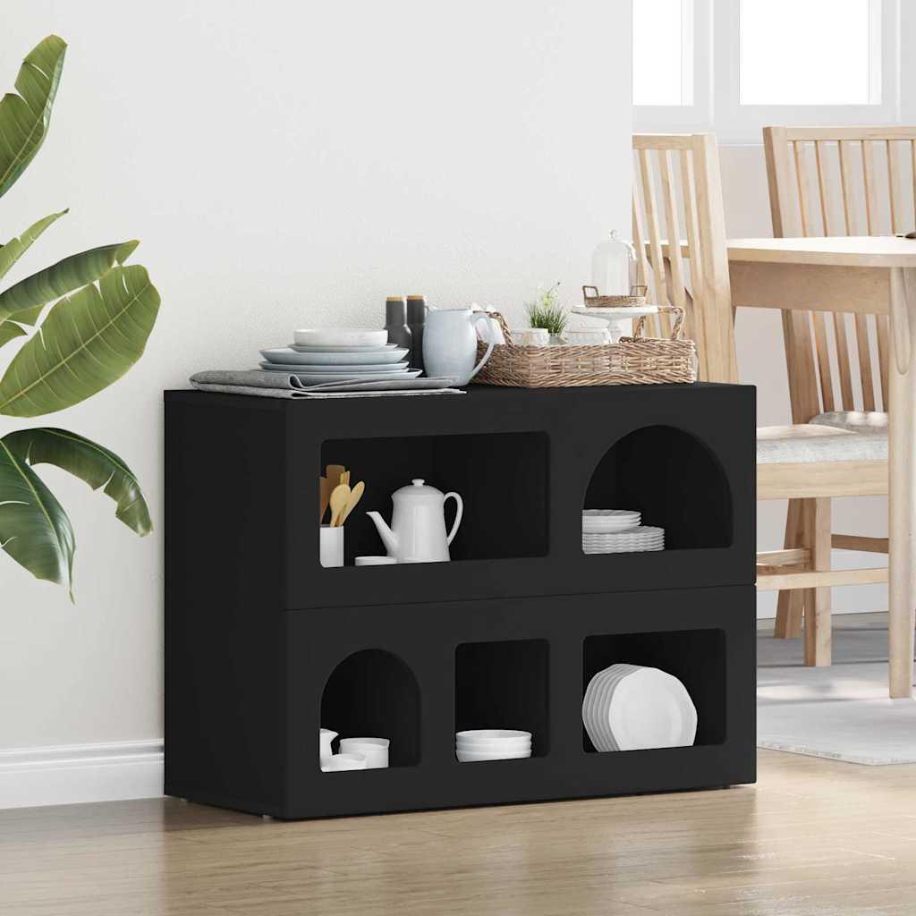 Sidebord Sort 80,5 x 35 x 59 cm Konstrueret træ billede