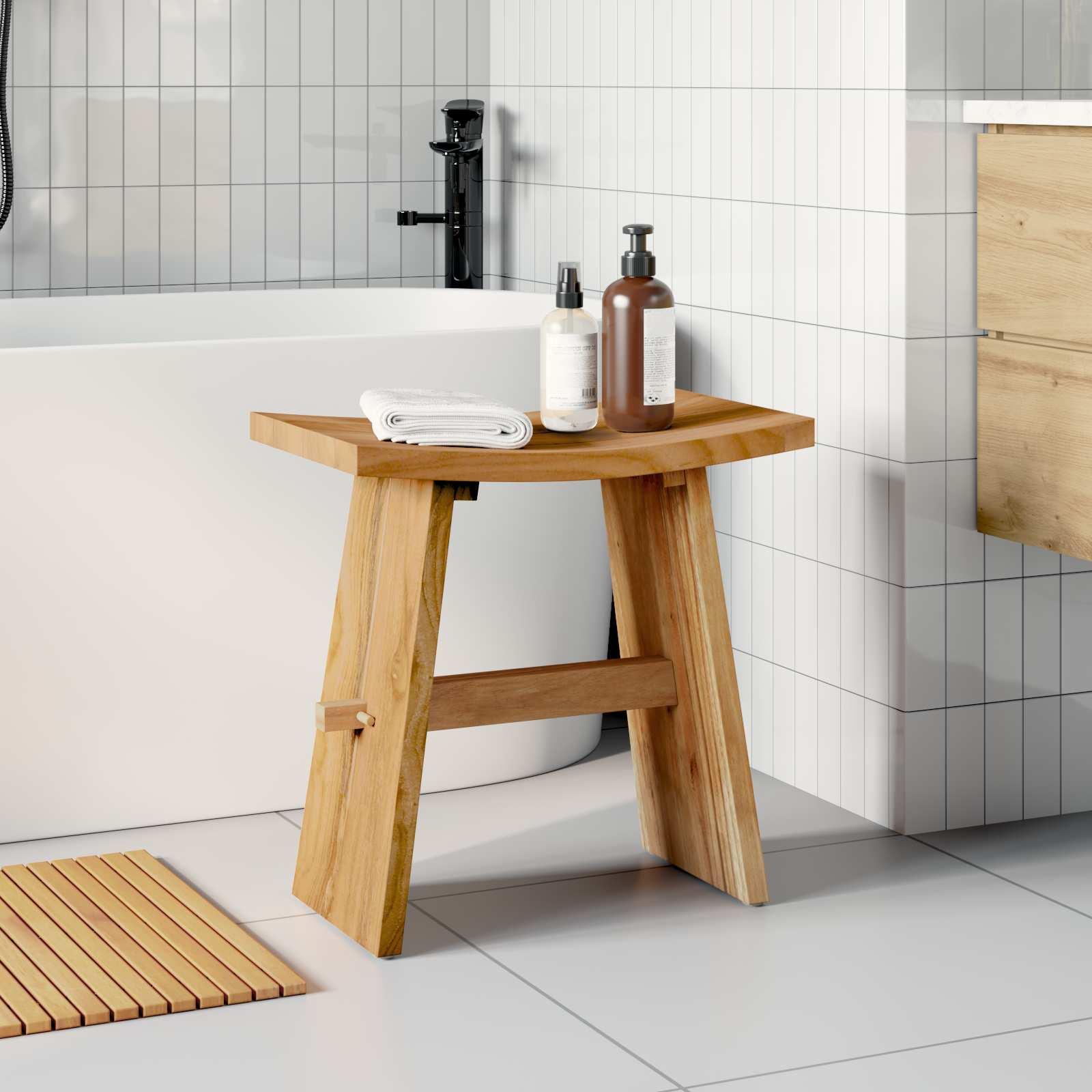 Badeværelsesskammel Brun 50 x 29,5 x 50,5 cm Massiv Teaktræ billede