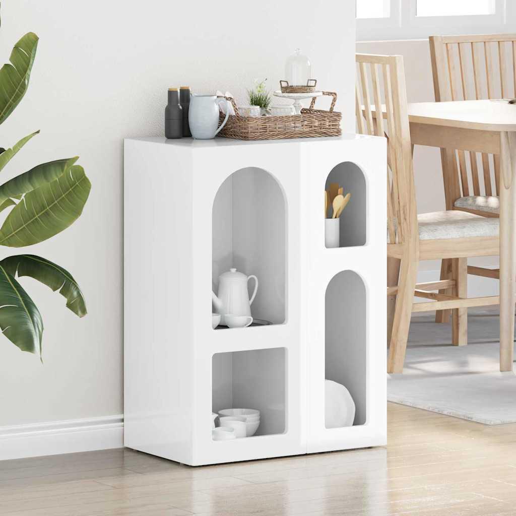 Sidebord Høj gloss hvid 59 x 35 x 80.5 cm Konstrueret træ billede