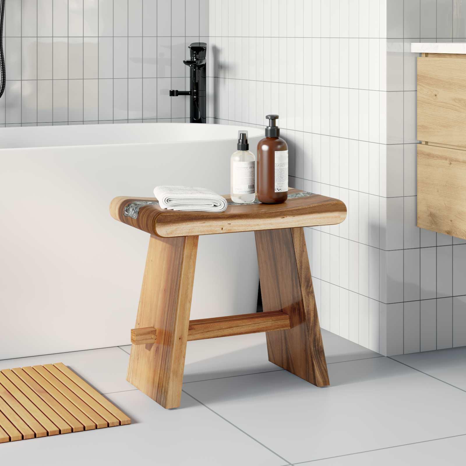Badeværelsesskammel Naturfarvet 50 x 30 x 45 cm Naturligt Træ billede