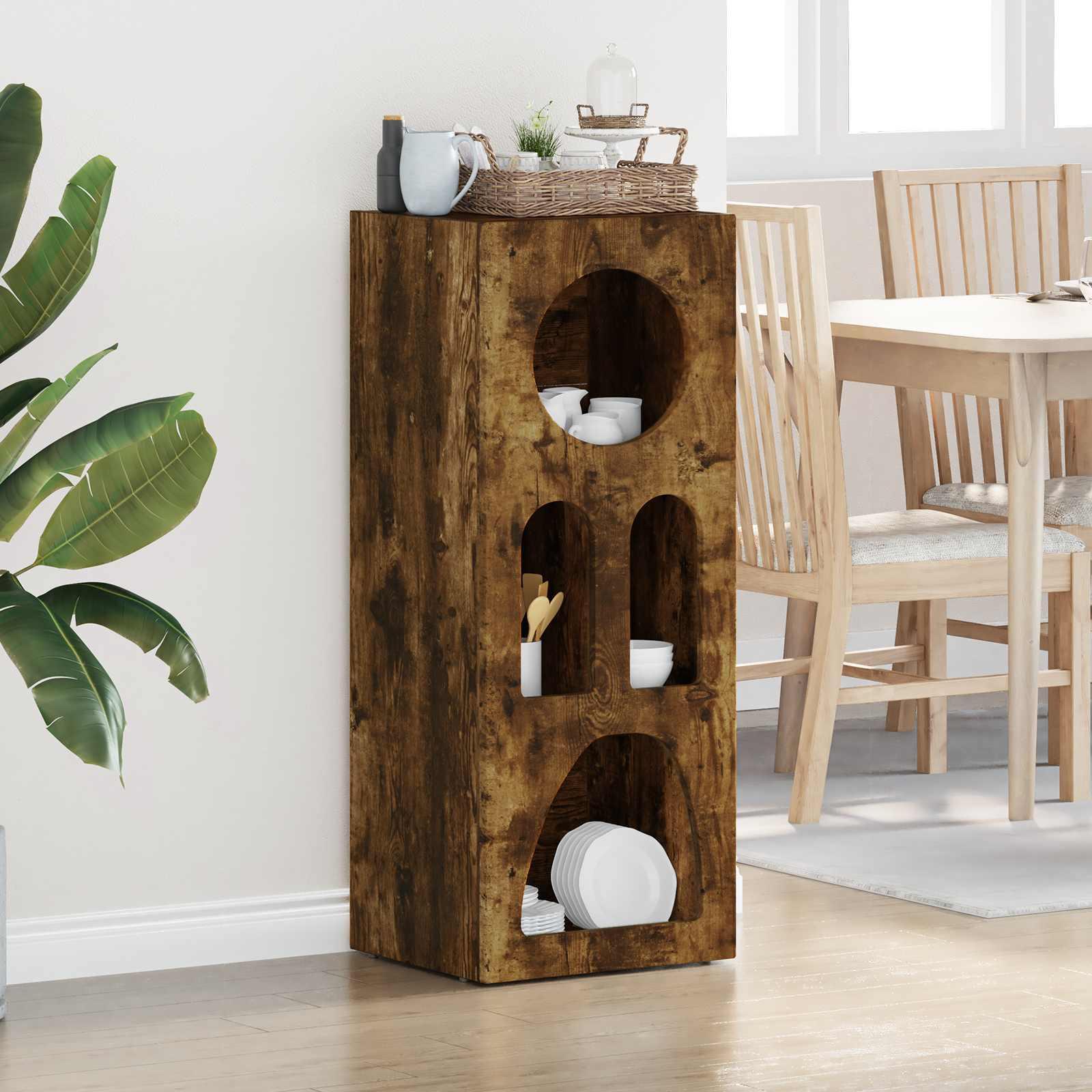 Sidebord Røget eg 40 x 35 x 100.5 cm Konstrueret træ billede