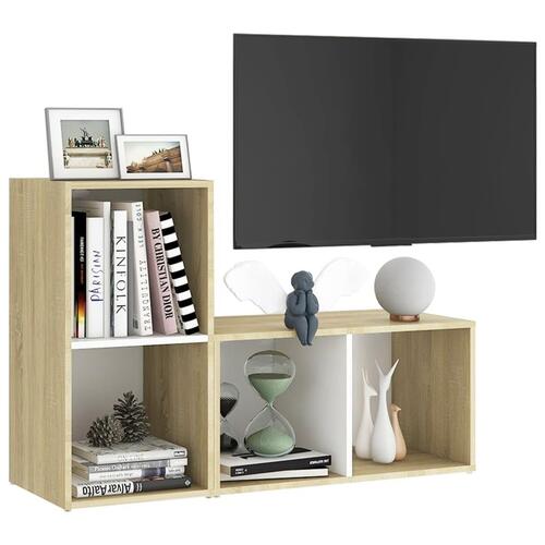 Tv-skabe 2 stk. 72x35x36,5 cm konstrueret træ hvid og sonoma-eg