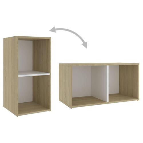Tv-skabe 2 stk. 72x35x36,5 cm konstrueret træ hvid og sonoma-eg