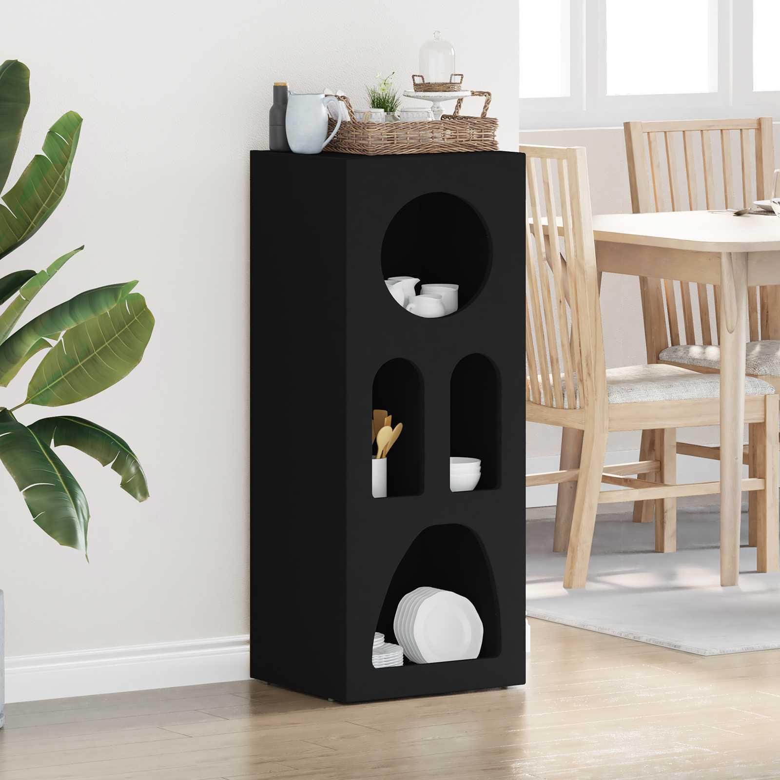 Sidebord Sort 40 x 35 x 100.5 cm Konstrueret træ billede